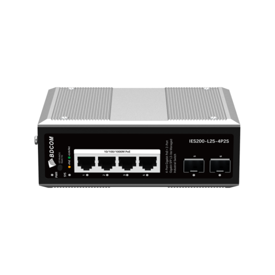 BDCOM IES200-L25-2S4P 2 PORT GIGABİT SFP+4PORT POE L3 YÖNETİLEBİLİR Endüstriyel PoE Switch