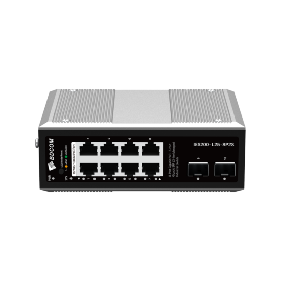 BDCOM IES200-L25-8P2S 8 PORT GIGABIT POE+2PORT SFP - ENDÜSTRİYEL YÖNETİLEBİLİR SWİTCH