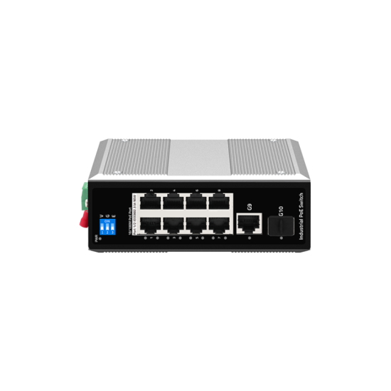 BDCOM IES200-LSTW1108P 8 port 100M PoE+1 port Gigabit RJ45+1 port GE SFP Yönetilemeyen Endüstriyel PoE Switch