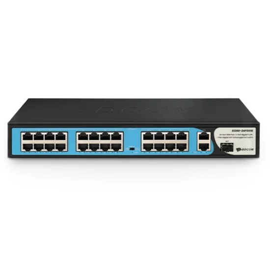 BDCOM S1200-24P2G1S 24 PORT 100M POE+2 PORT GİGABİT UPLINK/1 Port Gigabit SFP 370W