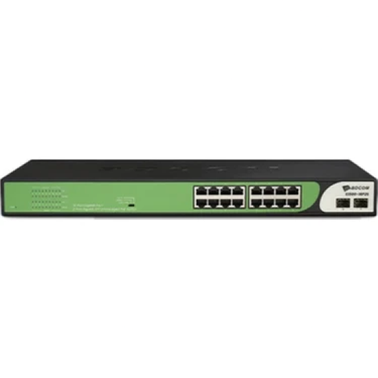 BDCOM S1500-16P2G2S 16-Port Gigabit PoE+ 2-Port Gigabit uplink,2 port SFP, desktop/rack Mounted, 180W