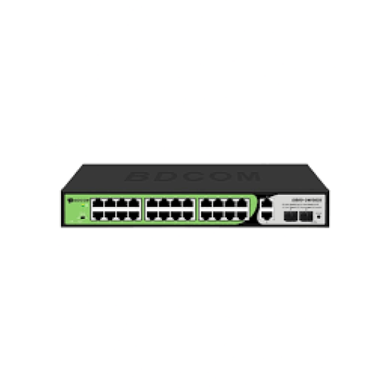 BDCOM S1500-24P2G2S 24-Port 24-Port Gigabit PoE+ 2-Port Gigabit uplink,2 port SFP, desktop/rack Mounted, 280W