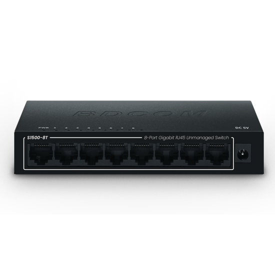 BDCOM S1500-8T 8 Port 10/100/1000 Yönetilemez DATA SMB Switch