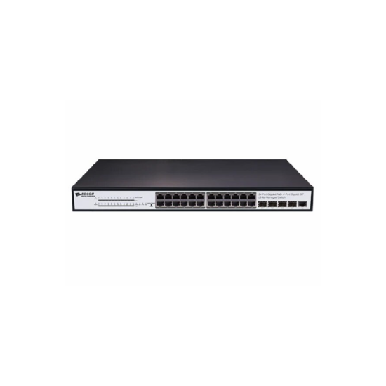 BDCOM S2500-24P4S 24-Port Gigabit PoE+4-Port Gigabit SFP 370W Yönetilebilir PoE Switch