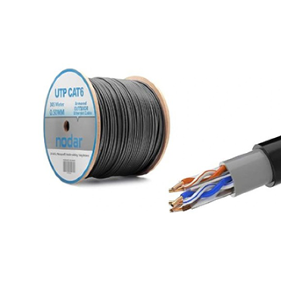 Nodar Nd2002 Ftp Cat6 Dışmekan Kablo 23Awg Çift Pvc 4P* 1/0.57Mm + Al Foil + Transparent Foil + Drain 1/0.35Mm Cca 305M Siyah