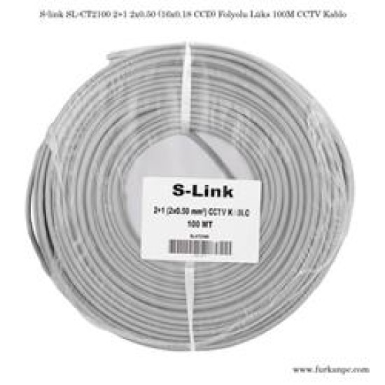 S-link SL-CT2100 2+1 2x0,50 (16x0.18 CCD) Folyolu Lüks 100M CCTV Kablo