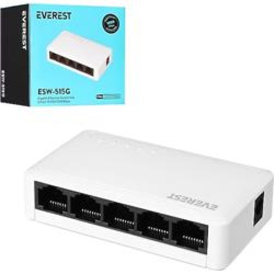 İST Everest EVERLINK ESW-515G 5 Port 10/100/1000Mbps Gigabit Ethernet Masaüstü Ethernet Switch Hub