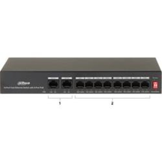 DAHUA PFS3010-8ET-65 8 PORT POE (65W), 2FE Uplink Switch