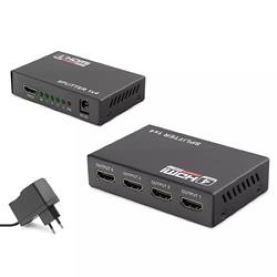 HADRON HDX1286 SPLITTER HDMI 1.4V 1080P 1 GİRİŞ 4 ÇIKIŞ